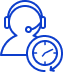 blauw contourpictogram van een klantenservicemedewerker met een headset op