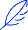blauw omlijnd pictogram van een veer